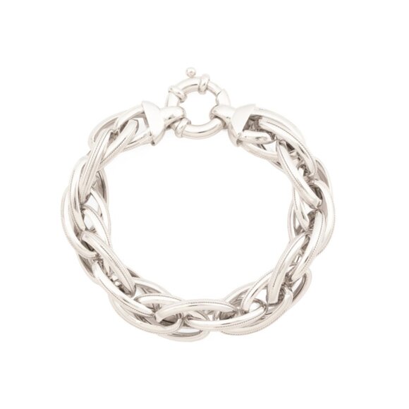 MILOR SILVER  Italy Sterling Silver Polished Bold Link Bracelet - Picture 1 of 2